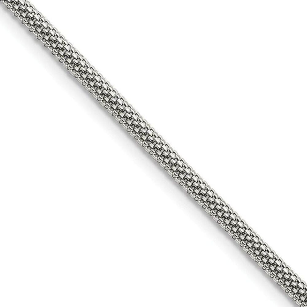 Men's 3.2mm Stainless Steel Round Bismark Mesh Chain Necklace, 20 Inch